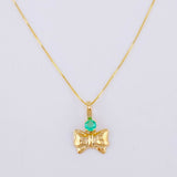 Set Cadena Veneciana + Dije Moño Esmeralda 6 Pts / 1.2 g / 45 cm Oro Amarillo 18K