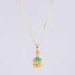 Set Cadena Veneciana + Dije Cara De Gato Esmeralda Pts 5 / 1.25 g / 45 cm Oro Amarillo 18K