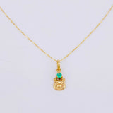 Set Cadena Veneciana + Dije Cara De Gato Esmeralda Pts 5 / 1.25 g / 45 cm Oro Amarillo 18K