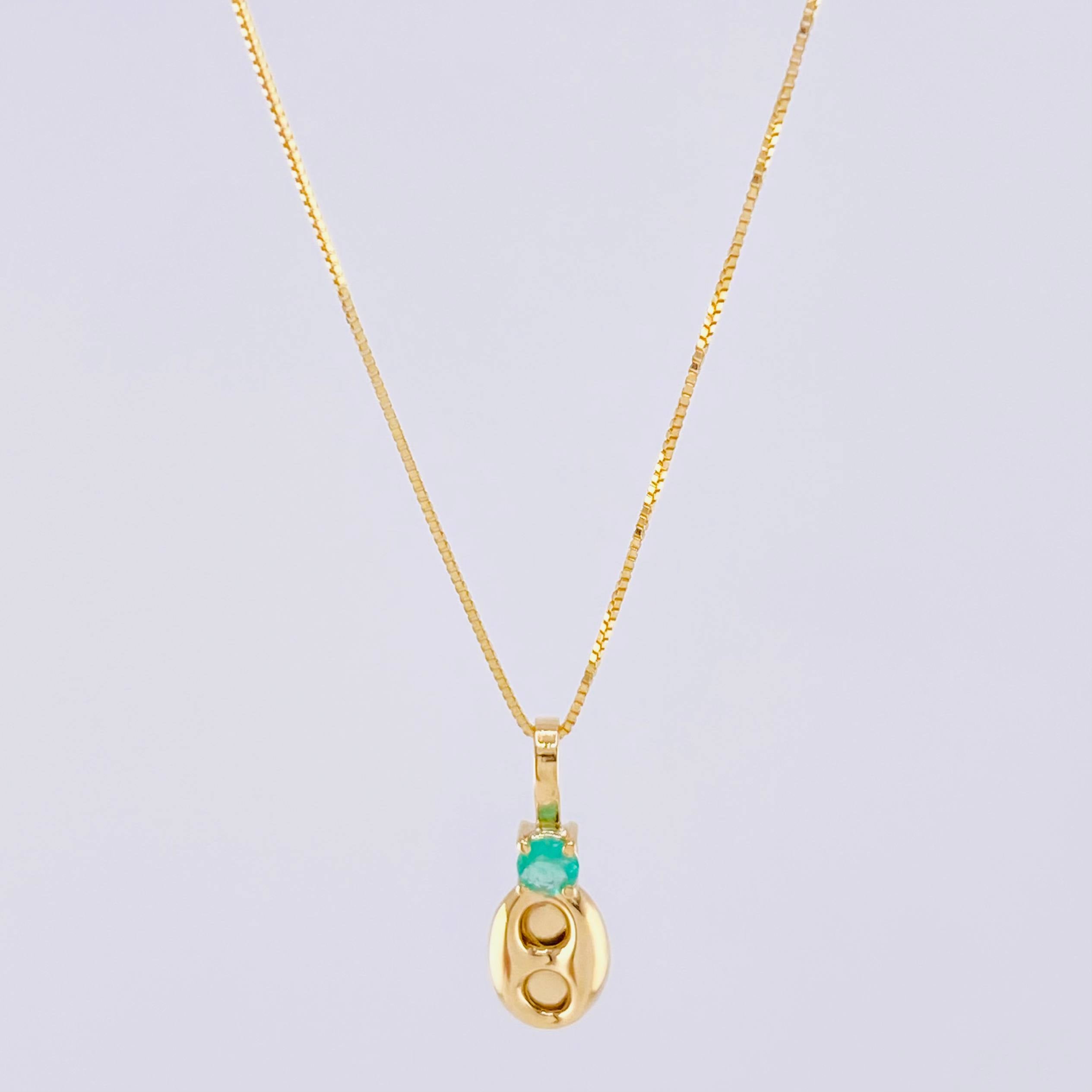 Set Cadena Veneciana + Dije Gc Esmeralda Pts 6 / 1.15 g / 45 cm Oro Amarillo 18K