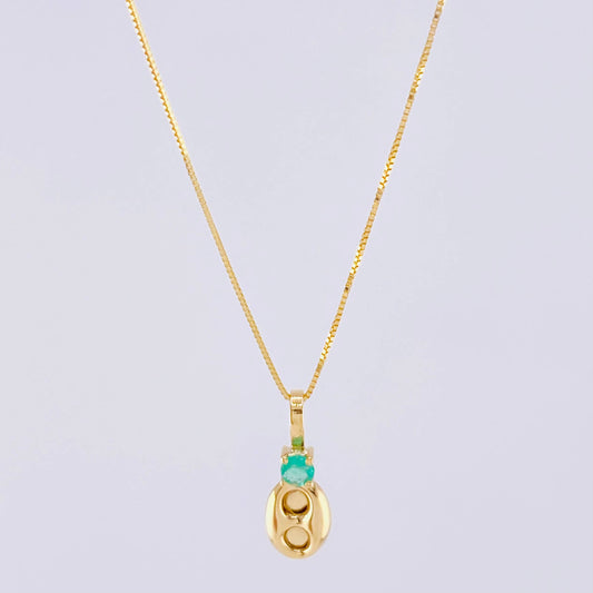 Set Cadena Veneciana + Dije Gc Esmeralda Pts 6 / 1.15 g / 45 cm Oro Amarillo 18K