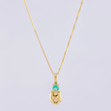 Set Cadena Veneciana + Dije Gc Esmeralda Pts 6 / 1.15 g / 45 cm Oro Amarillo 18K