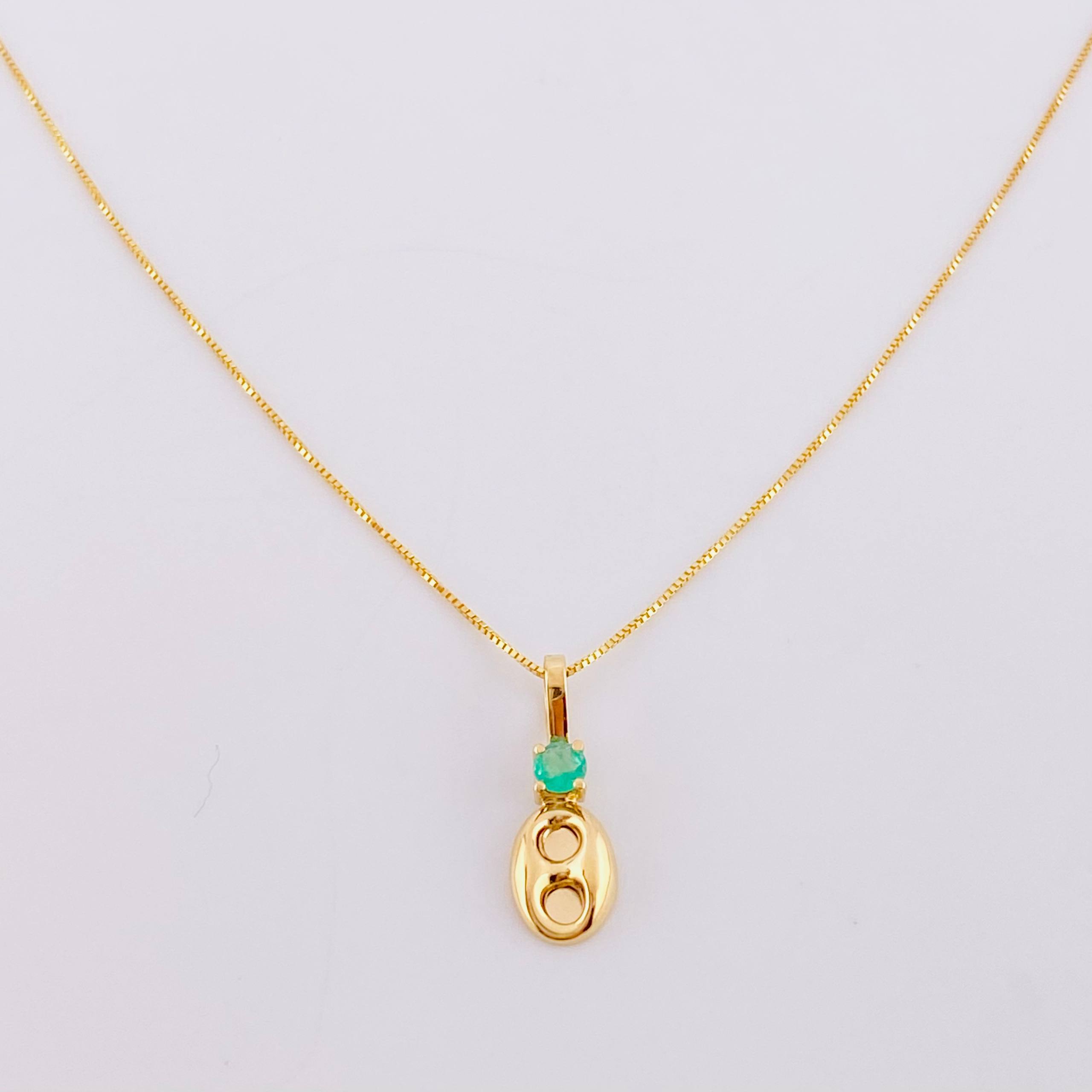 Set Cadena Veneciana + Dije Gc Esmeralda Pts 6 / 1.15 g / 45 cm Oro Amarillo 18K