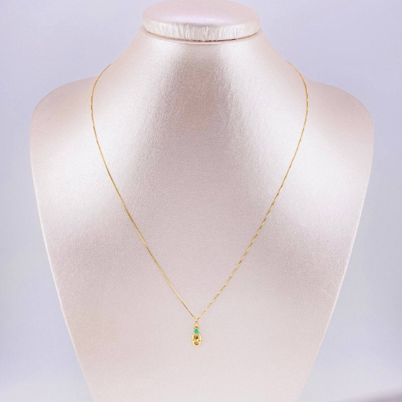 Set Cadena Veneciana + Dije Gc Esmeralda Pts 6 / 1.15 g / 45 cm Oro Amarillo 18K