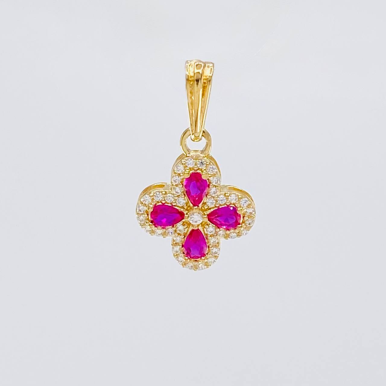 Dije Flor Trebol Tupido 1.15g / 1.8cm Oro Amarillo 18K