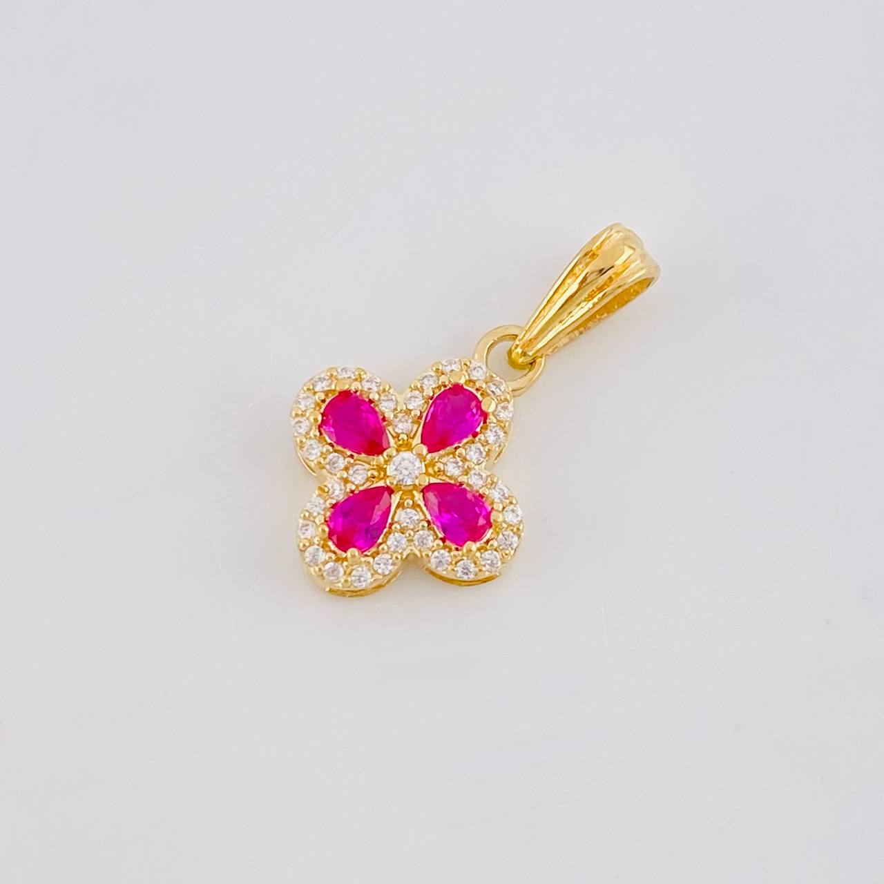 Dije Flor Trebol Tupido 1.15g / 1.8cm Oro Amarillo 18K