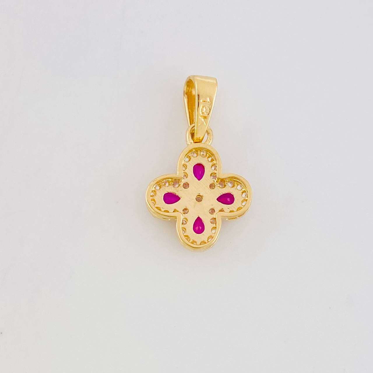 Dije Flor Trebol Tupido 1.15g / 1.8cm Oro Amarillo 18K