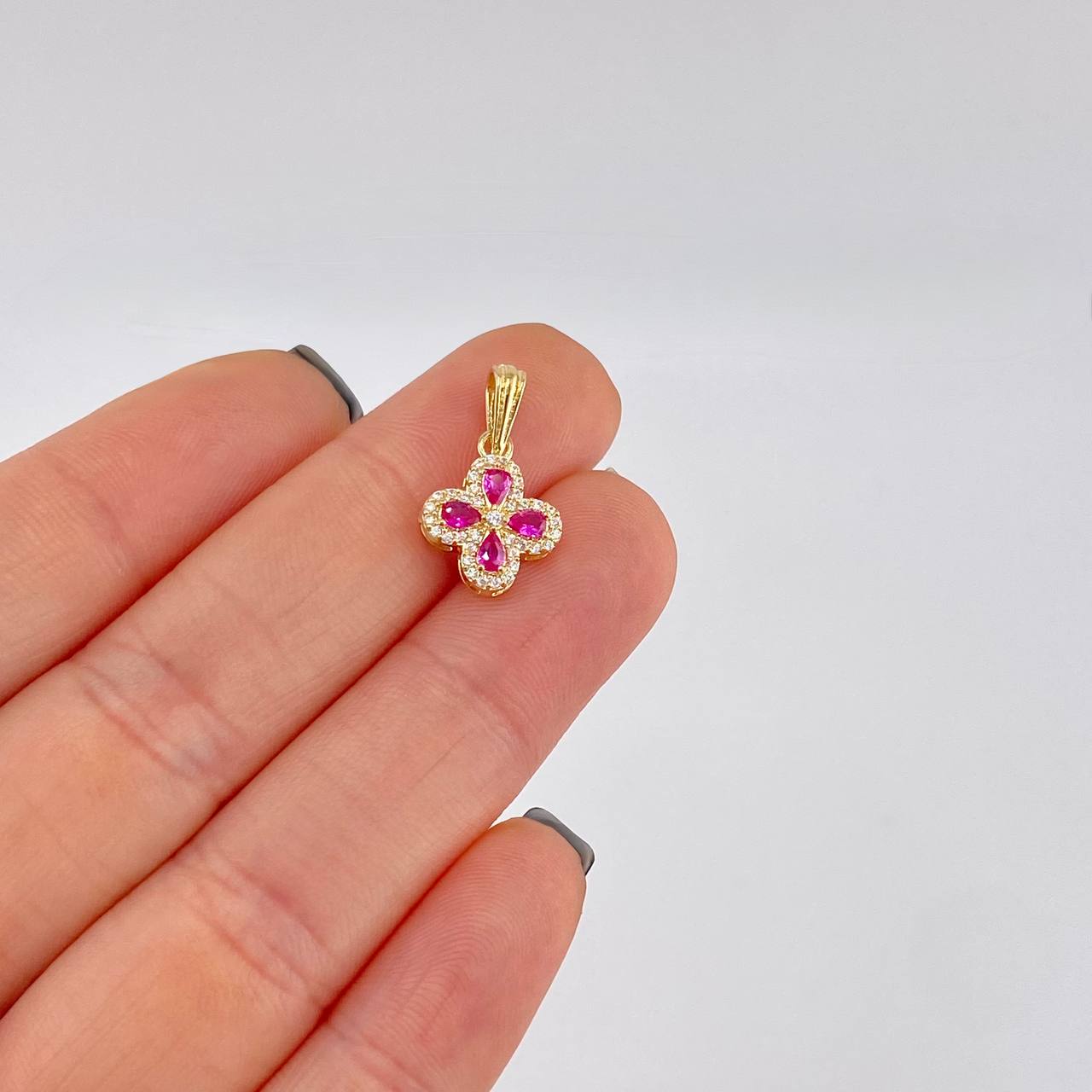 Dije Flor Trebol Tupido 1.15g / 1.8cm Oro Amarillo 18K