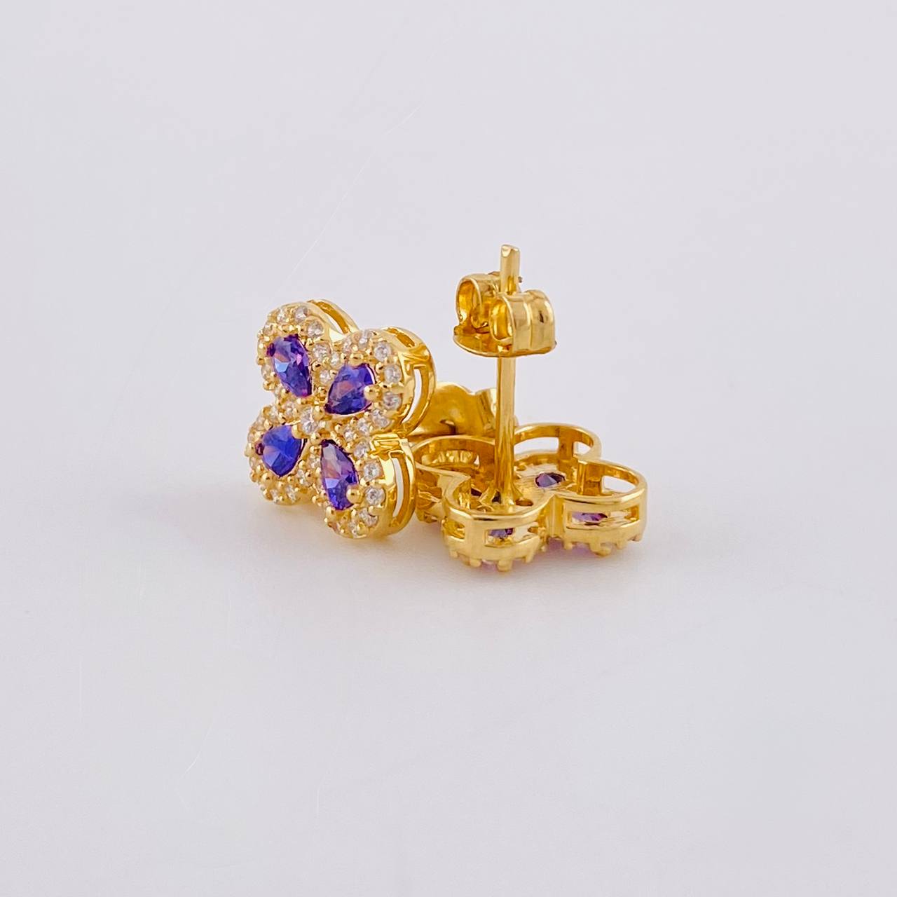 Topos Flor Trebol Tupido 2.2g / 9mm Oro Amarillo 18K