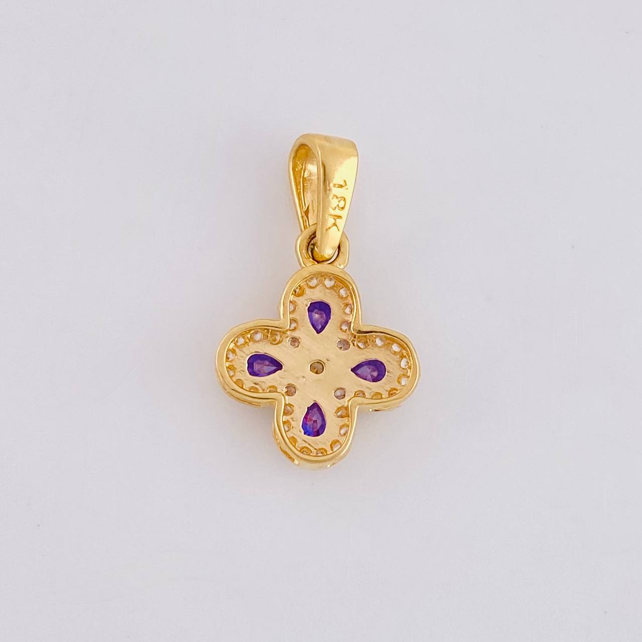 Dije Flor Trebol Tupido 1.2g / 1.7cm Oro Amarillo 18K
