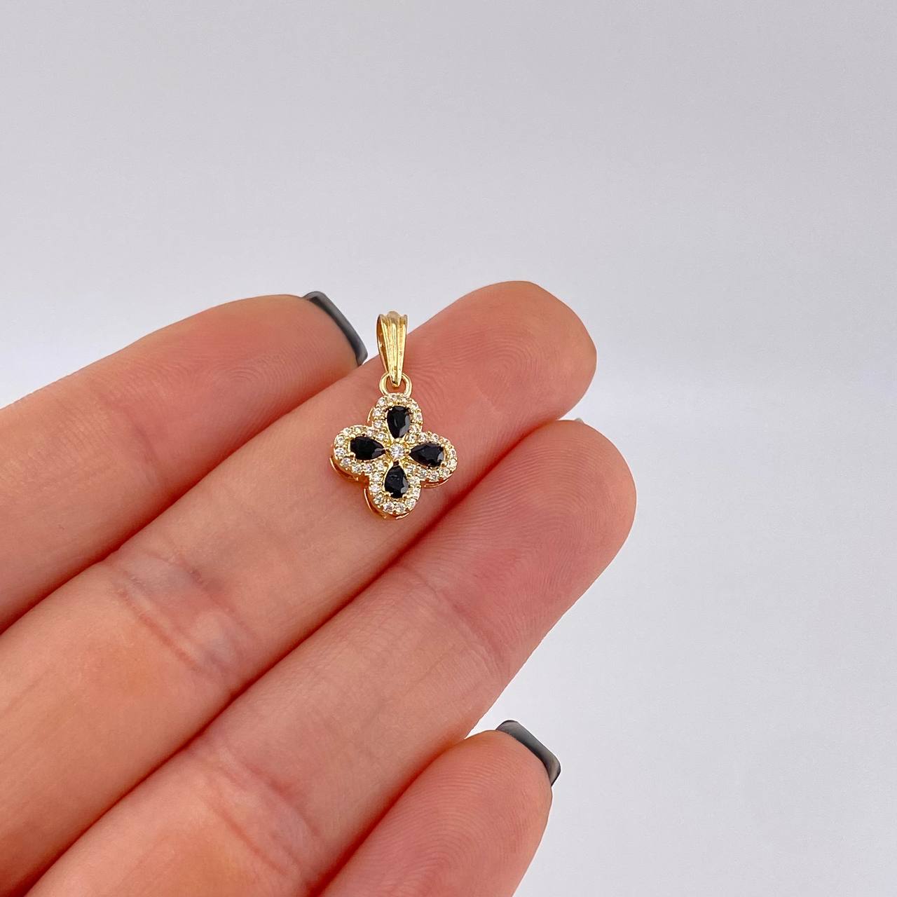 Dije Flor Trebol Tupido 1.1g / 1.7cm Oro Amarillo 18K