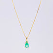 Set Cadena Veneciana + Dije Sencillo Lagrima Esmeralda 19 Pts / 1.05 g / 45 cm Oro Amarillo 18K