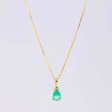 Set Cadena Veneciana + Dije Sencillo Lagrima Esmeralda 19 Pts / 1.05 g / 45 cm Oro Amarillo 18K