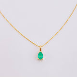 Set Cadena Veneciana + Dije Sencillo Lagrima Esmeralda 19 Pts / 1.05 g / 45 cm Oro Amarillo 18K
