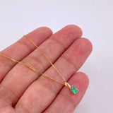Set Cadena Veneciana + Dije Sencillo Lagrima Esmeralda 19 Pts / 1.05 g / 45 cm Oro Amarillo 18K