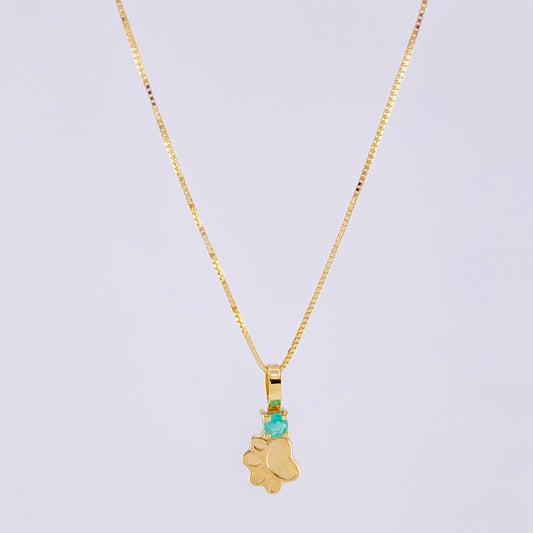Set Cadena Veneciana + Dije Huellita Esmeralda 3 Pts / 1 g / 45 cm Oro Amarillo 18K