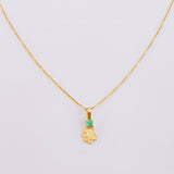 Set Cadena Veneciana + Dije Huellita Esmeralda 3 Pts / 1 g / 45 cm Oro Amarillo 18K