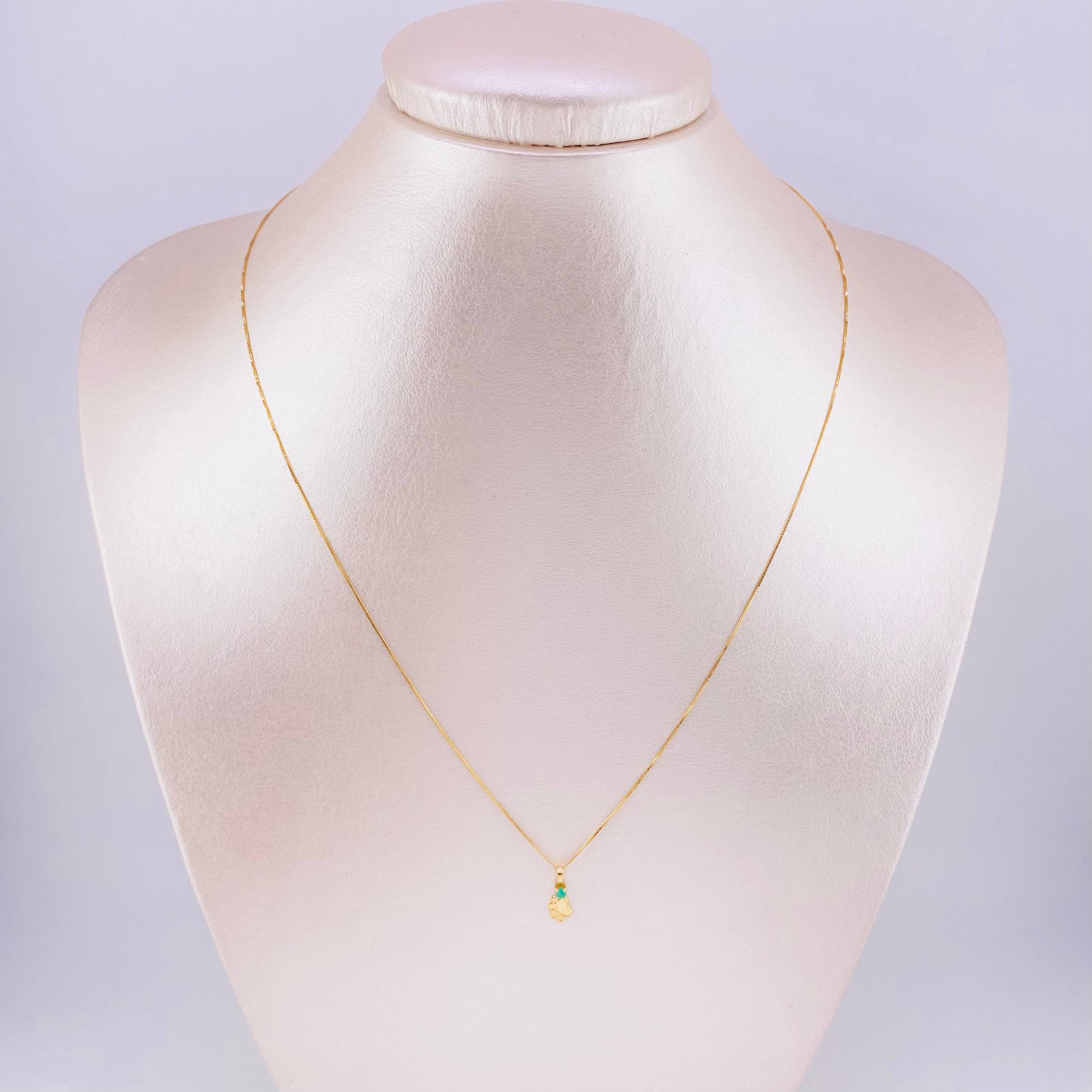 Set Cadena Veneciana + Dije Huellita Esmeralda 3 Pts / 1 g / 45 cm Oro Amarillo 18K