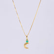 Set Cadena Veneciana + Dije Media Luna Esmeralda 3 Pts / 1.05 g / 45 cm Oro Amarillo 18K