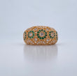 Anillo Hongo 6.95gr / T6 3/4 / Circones Blancos Verdes  Oro Amarillo 18K $