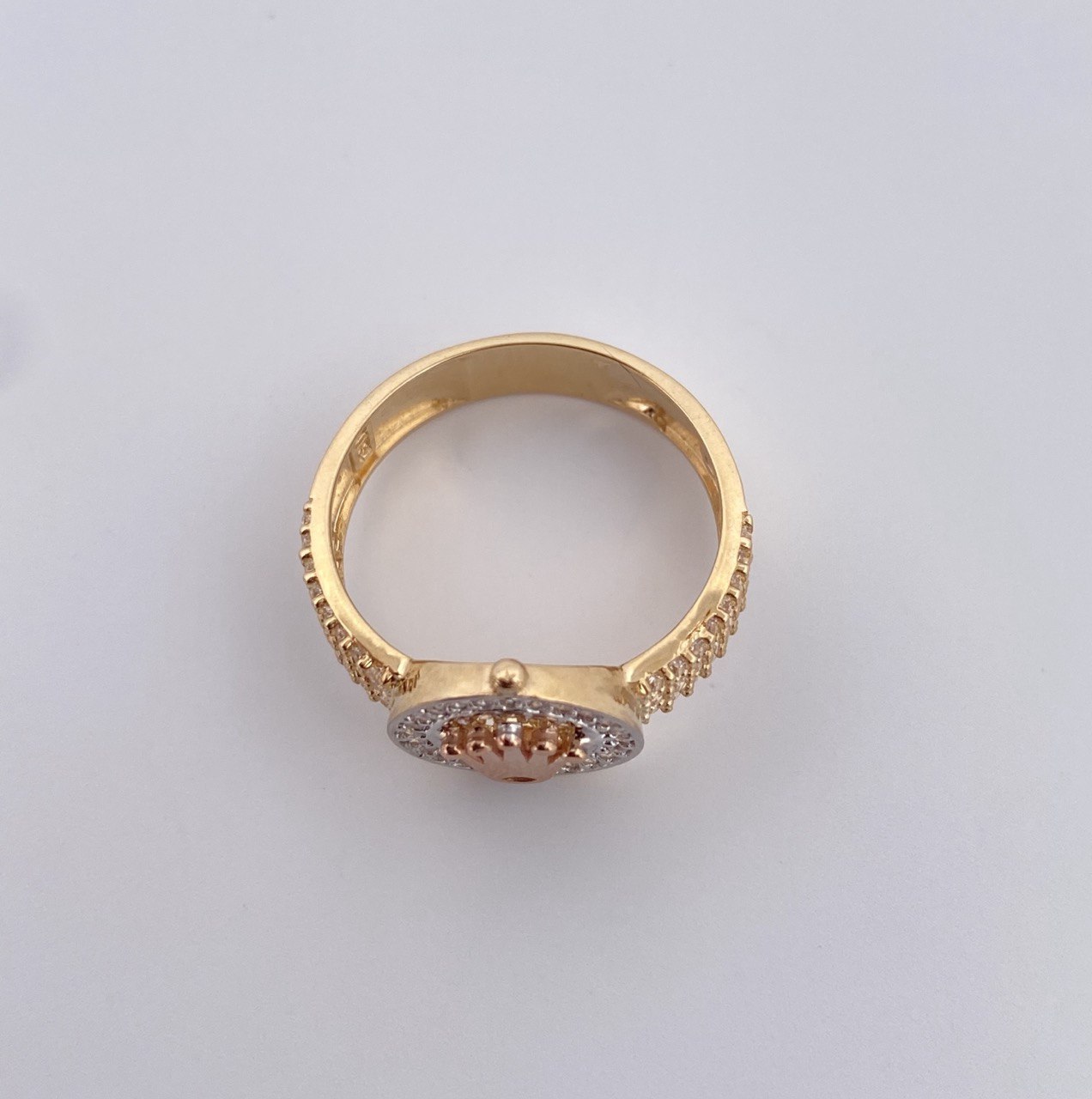 Anillo Corona RX 4.45gr / T7 3/4 / Circones Blancos Tres Oros8K $