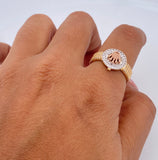 Anillo Corona RX 4.45gr / T7 3/4 / Circones Blancos Tres Oros8K $