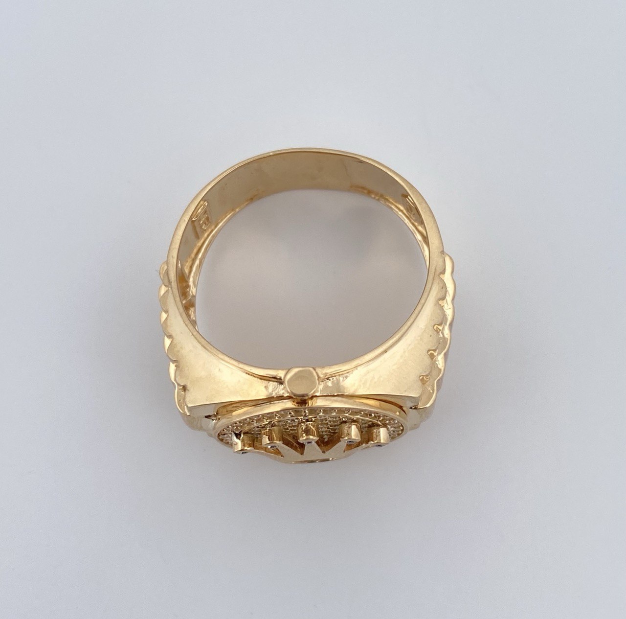 Anillo Corona RX 10gr / T11 1/4 / Circones Blancos Oro Amarillo 18K $