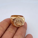 Anillo Corona RX 10gr / T11 1/4 / Circones Blancos Oro Amarillo 18K $