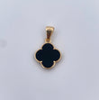 Dije Trebol 1.9gr / 2.4cm / Onix Negro Oro Amarillo Nac.Esp. 18K &