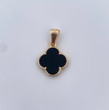Dije Trebol 1.9gr / 2.4cm / Onix Negro Oro Amarillo Nac.Esp. 18K &