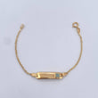 Pulso Bebe Aro Seguido 1.45gr / 14.5cm / 1mm Placa Rectangular Trebol Tornazol Oro Amarillo 18K $