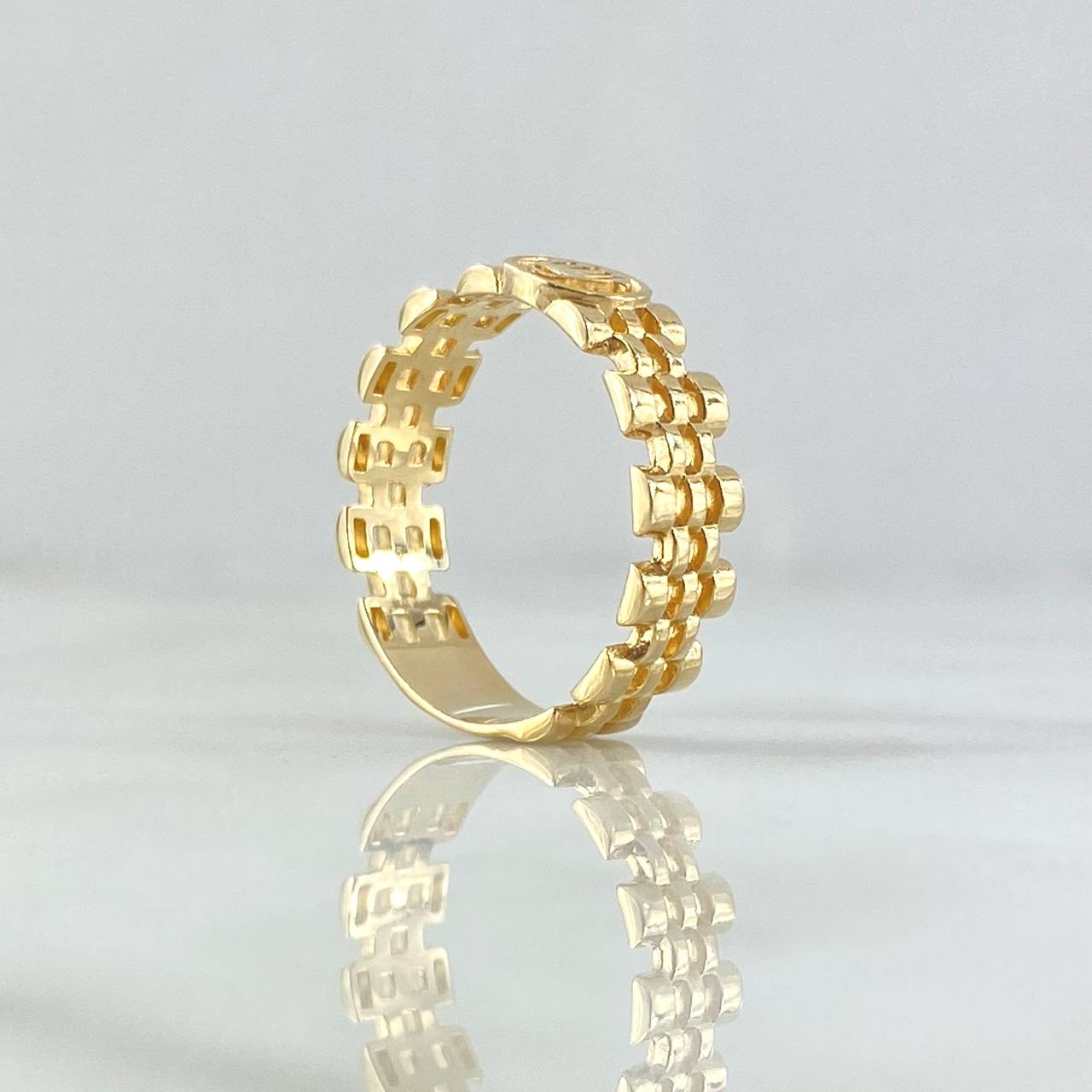 Anillo Correa Sello Corona 3.5gr / T6 3/4 / Texturizado Oro Amarillo 18K ©