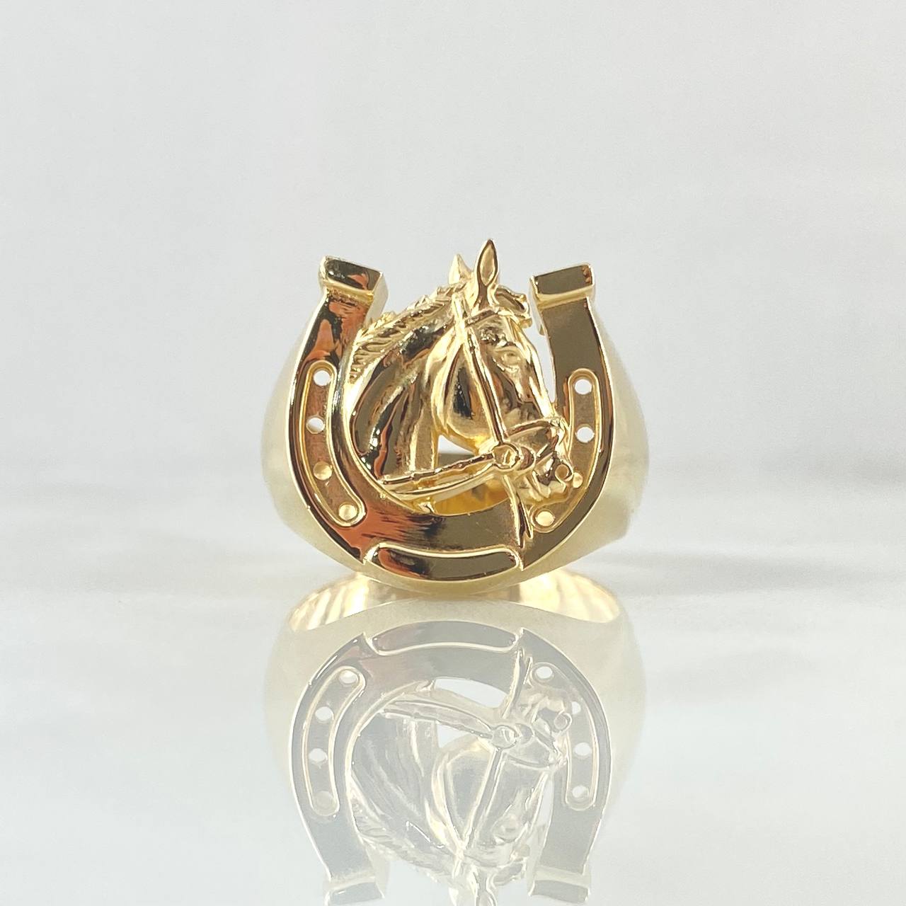 Anillo Herradura Caballo 6.1gr / T9 1/4 / Liso Oro Amarillo 18K ©