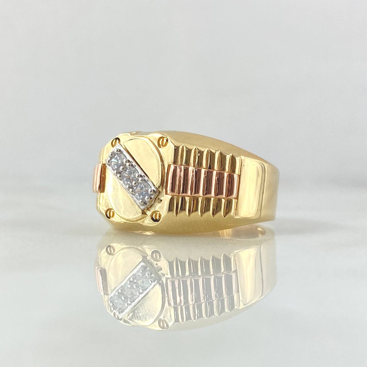 Anillo Correa Trinity 8.65gr / T11 / Circones Blancos Tres Oros 18K ©
