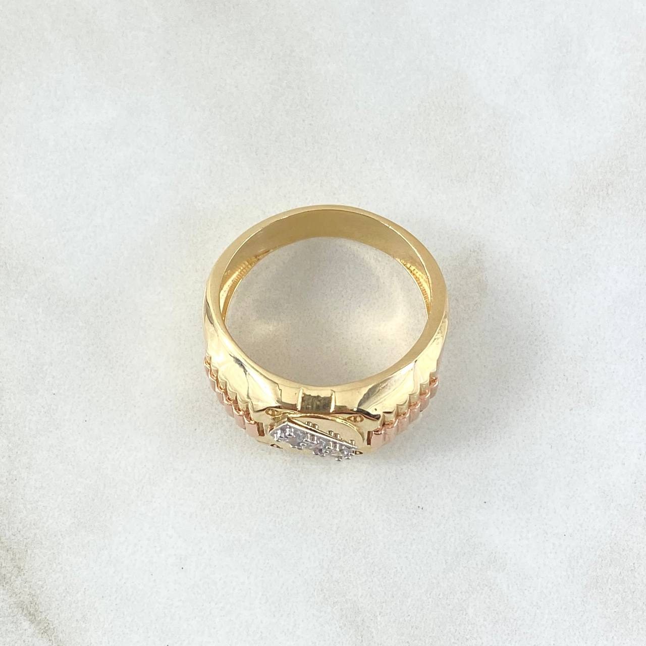 Anillo Correa Trinity 8.65gr / T11 / Circones Blancos Tres Oros 18K ©