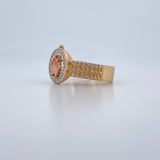 Anillo Corona RX 4.45gr / T7 3/4 / Circones Blancos Tres Oros8K $