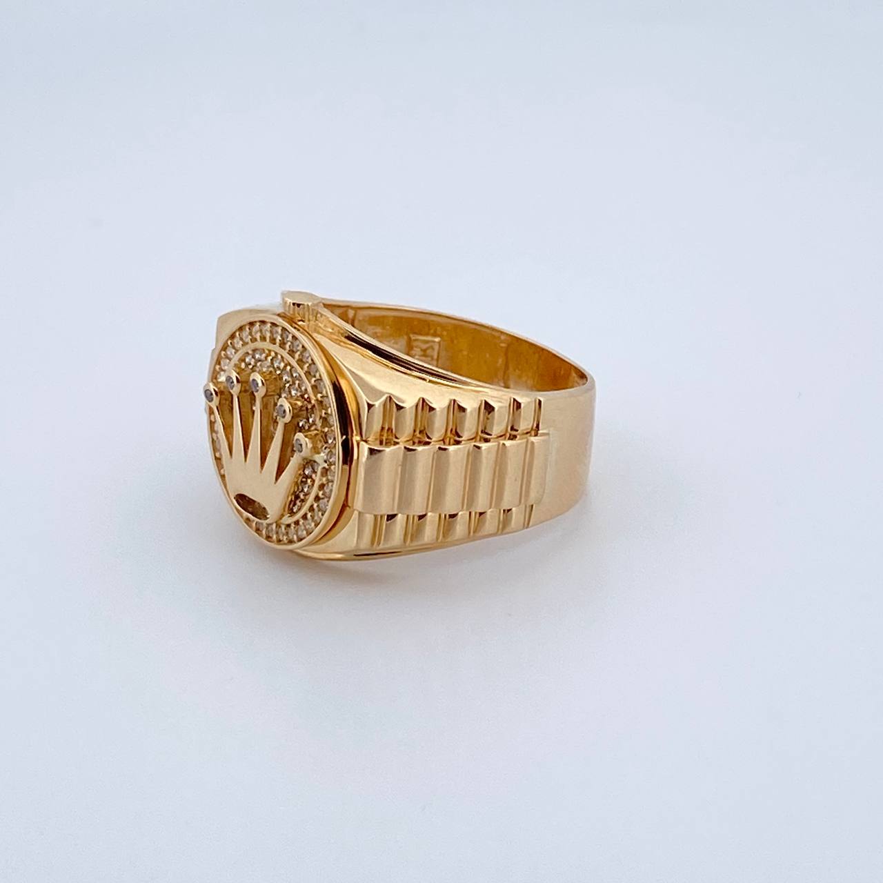 Anillo Corona RX 10gr / T11 1/4 / Circones Blancos Oro Amarillo 18K $