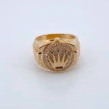 Anillo Corona RX 10gr / T11 1/4 / Circones Blancos Oro Amarillo 18K $