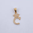 Dije Letra C Corona 1.55gr / 2.6cm / Circones Blancos Oro Amarillo 18K &