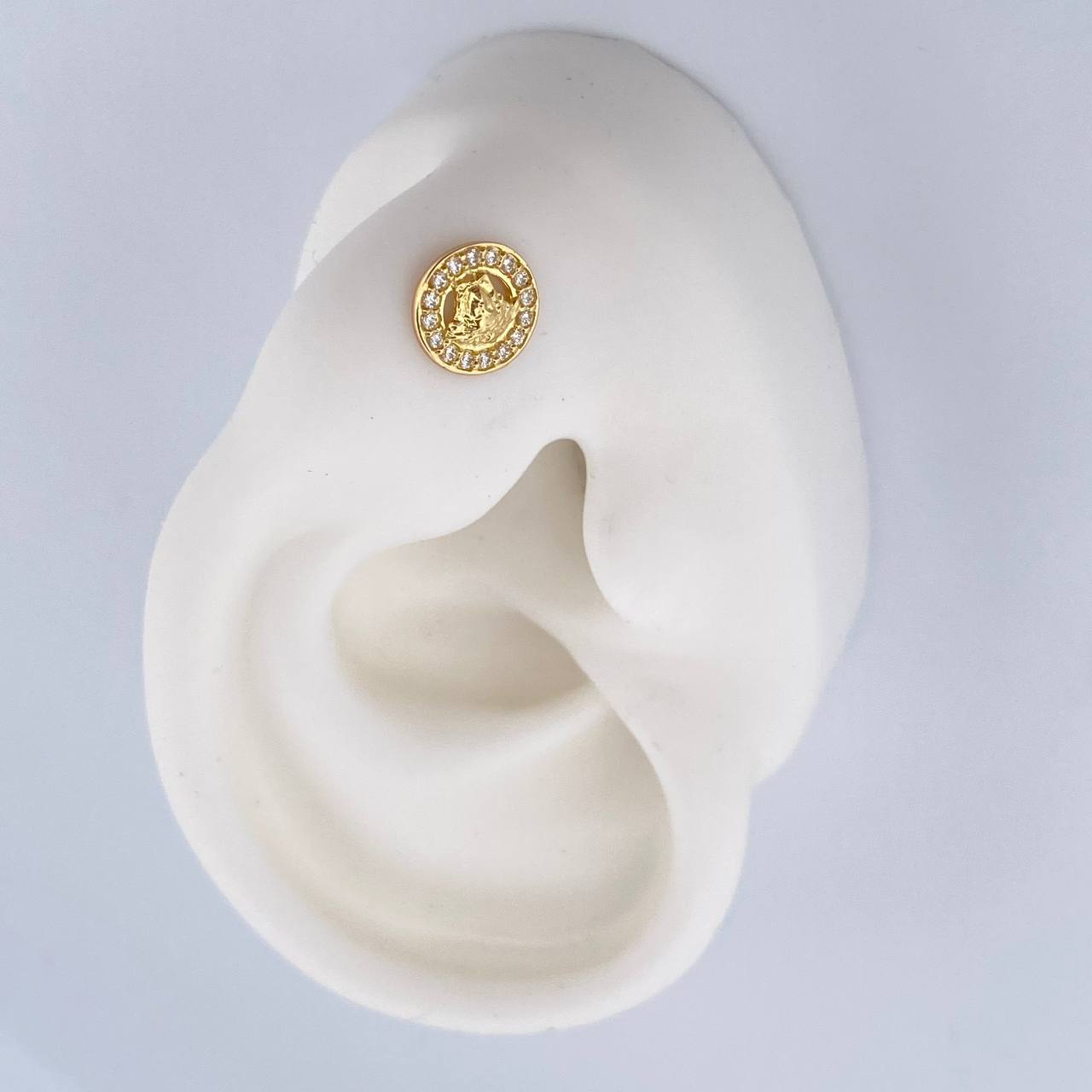 Topos Medusa 1.05gr / Circones Blancos Oro Amarillo 18K $