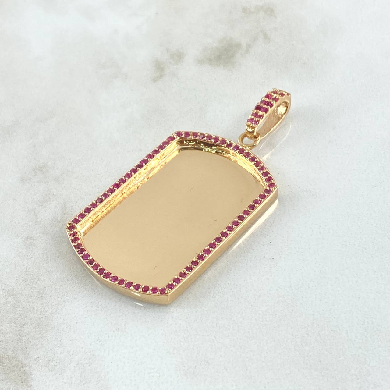 Dije Placa Marco 10gr / 4.8cm / Oro Amarillo 18K