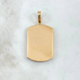 Dije Placa Marco Rectangular Curva 10.8gr / 4.8cm / Circones Verdes Oro Amarillo 18K *