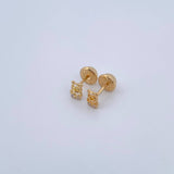 Topos Oso 0.55gr / Circones Blancos Oro Amarillo 18K &