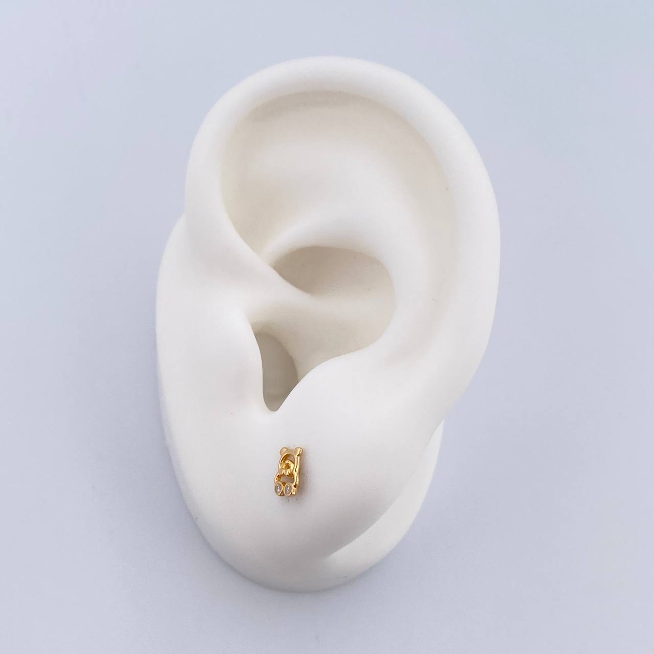 Topos Oso 0.55gr / Circones Blancos Oro Amarillo 18K &
