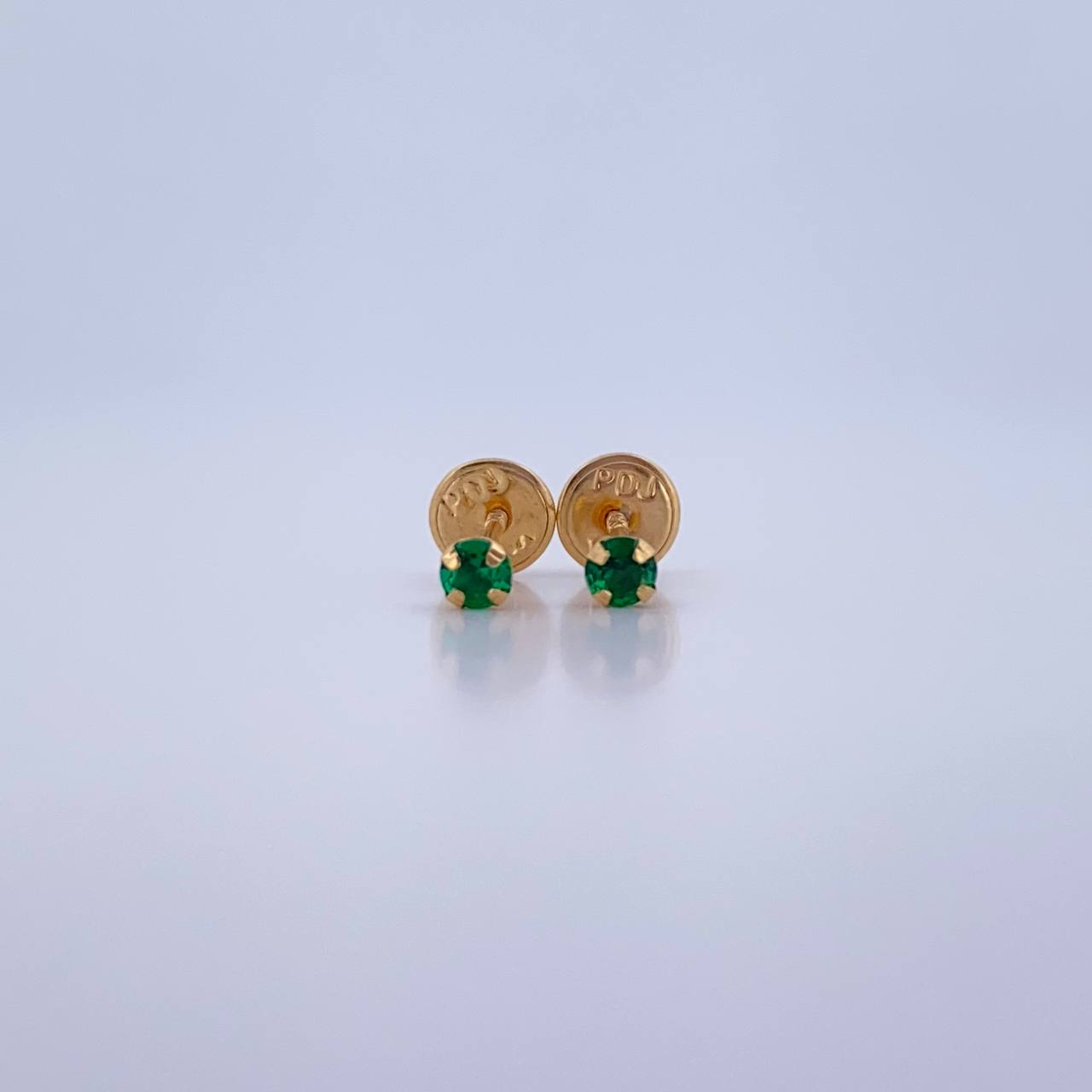 Topos Cuatro Garras 0.45gr / Circon Verde Oro Amarillo 18K &