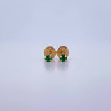 Topos Cuatro Garras 0.45gr / Circon Verde Oro Amarillo 18K &