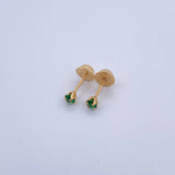 Topos Cuatro Garras 0.45gr / Circon Verde Oro Amarillo 18K &