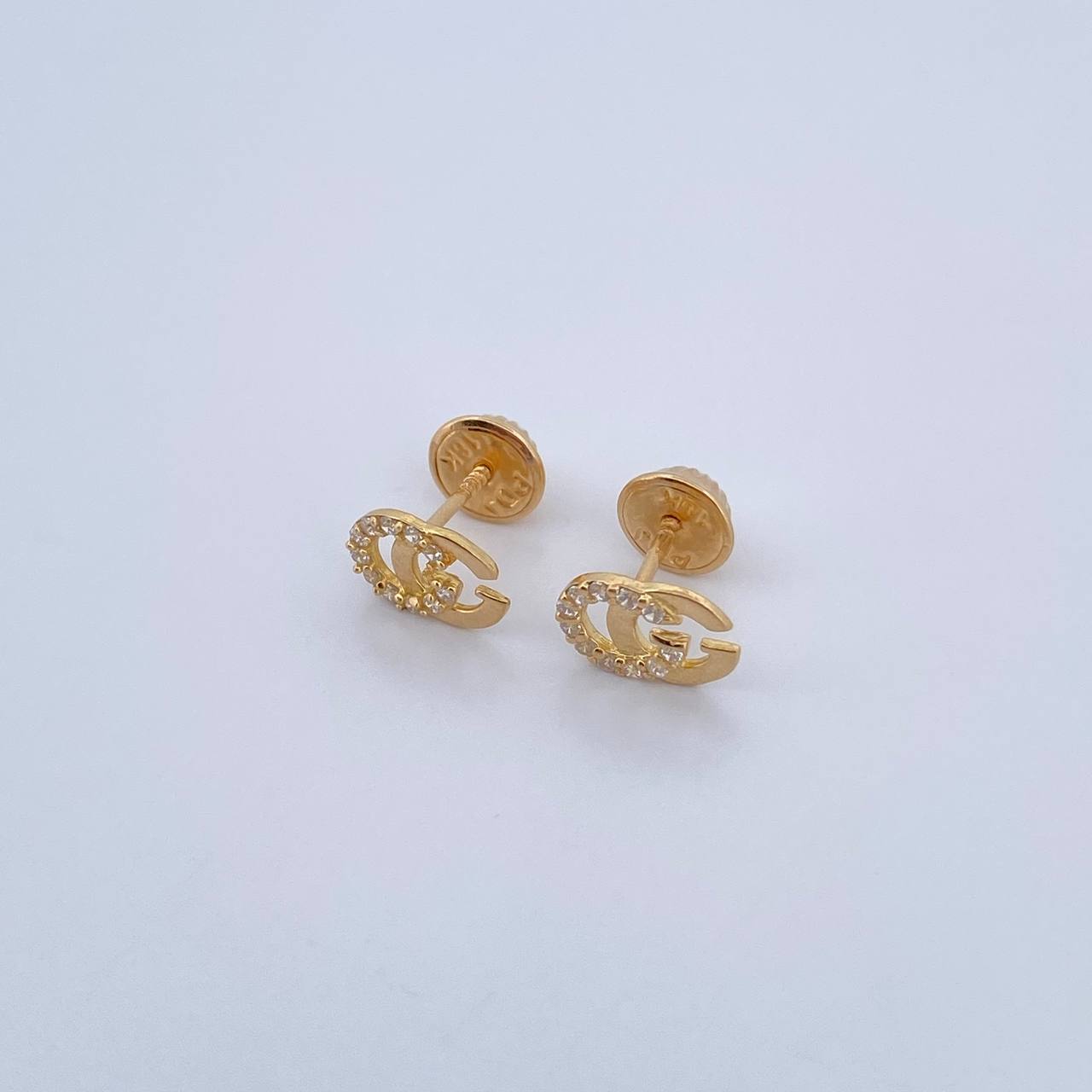 Topos GG 0.85gr / Circones Blancos Oro Amarillo 18K &