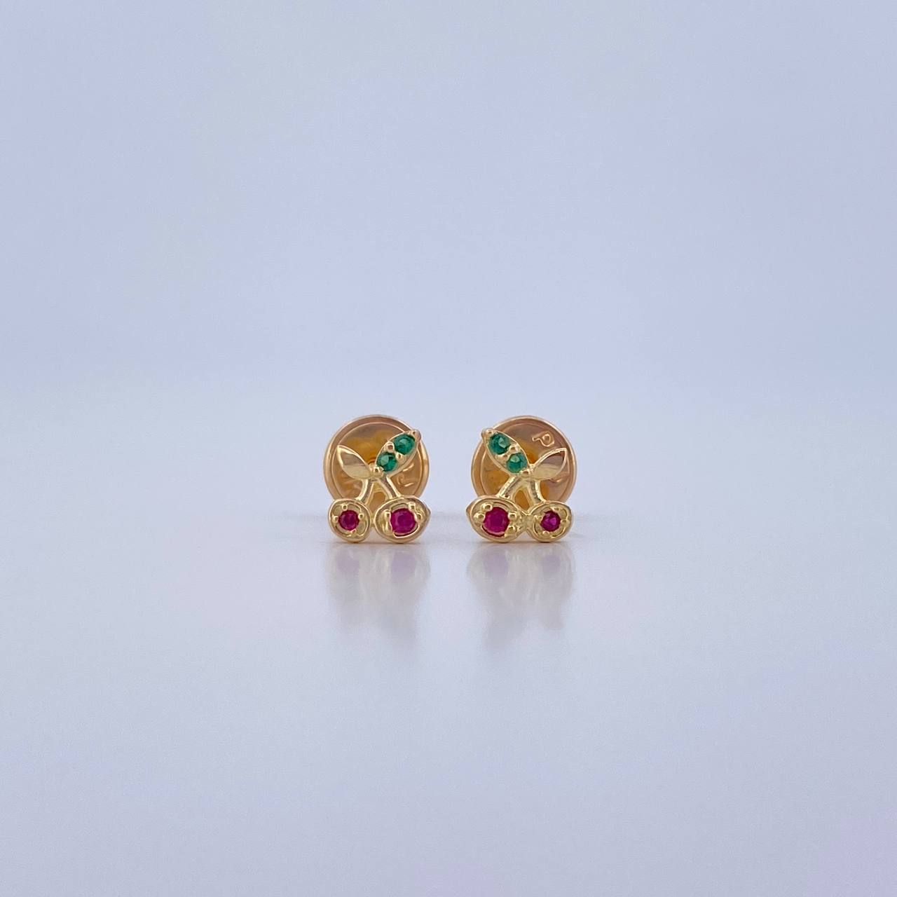 Topos Cerezas 0.7gr / Circones Fucsias Verdes Oro Amarillo 18K &