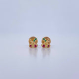Topos Cerezas 0.7gr / Circones Fucsias Verdes Oro Amarillo 18K &